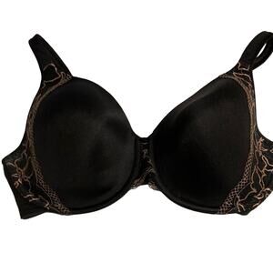Bali Black 38DD Bra Bronze Lace Underwire Hook Loop Bow, Lightly‎ Padded, Lined